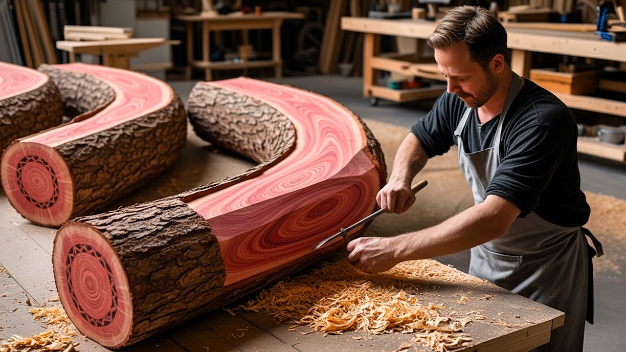 Creative Woodworking Ideas from Discarded Wood Pieces Combined with Redwood Logs | Cheap Woodworking