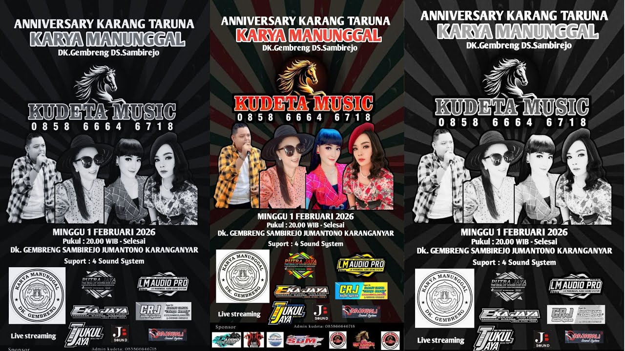 Live 🔴 Om Kudeta Music//Anneversary Karang Taruna Karya Manunggal//Putra JayaAudio//Tukul Jaya Video