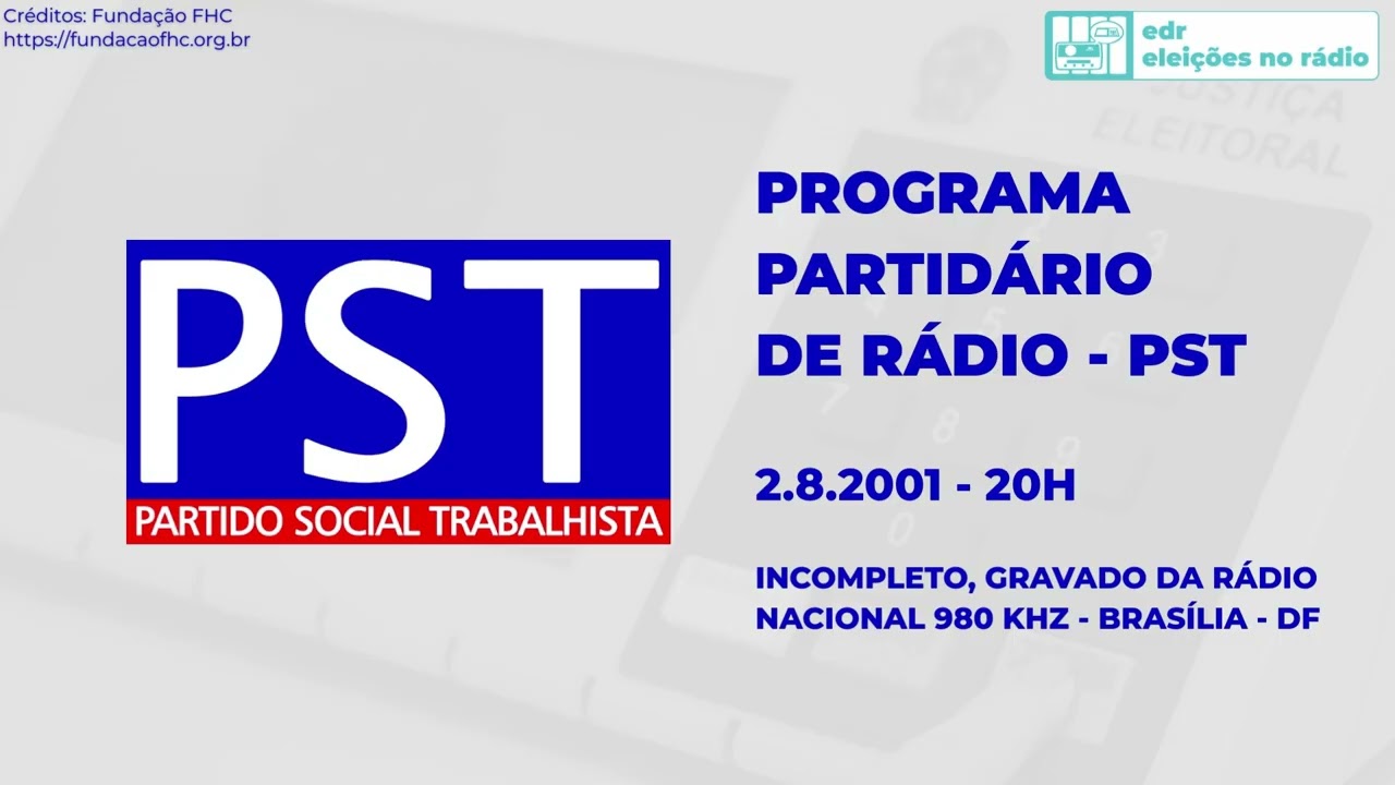 Propaganda Partidária de Rádio - PST (2.8.2001)
