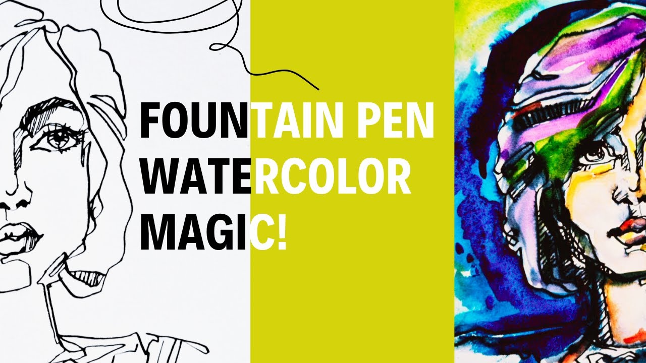 Fountain Pen Portrait ✒️ + Watercolor Magic 🎨 Watch This Sketch Come to Life!