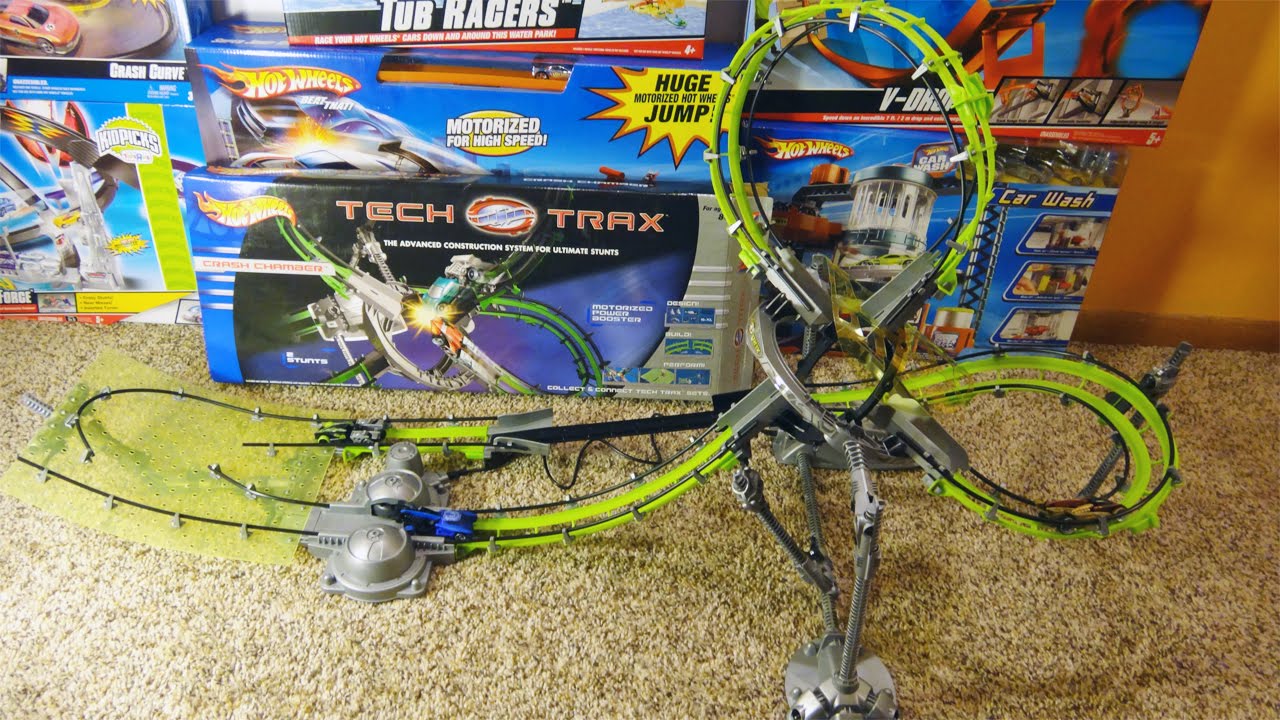 Hot Wheels Tech Trax Crash Chamber Set - Unboxing and Demonstration