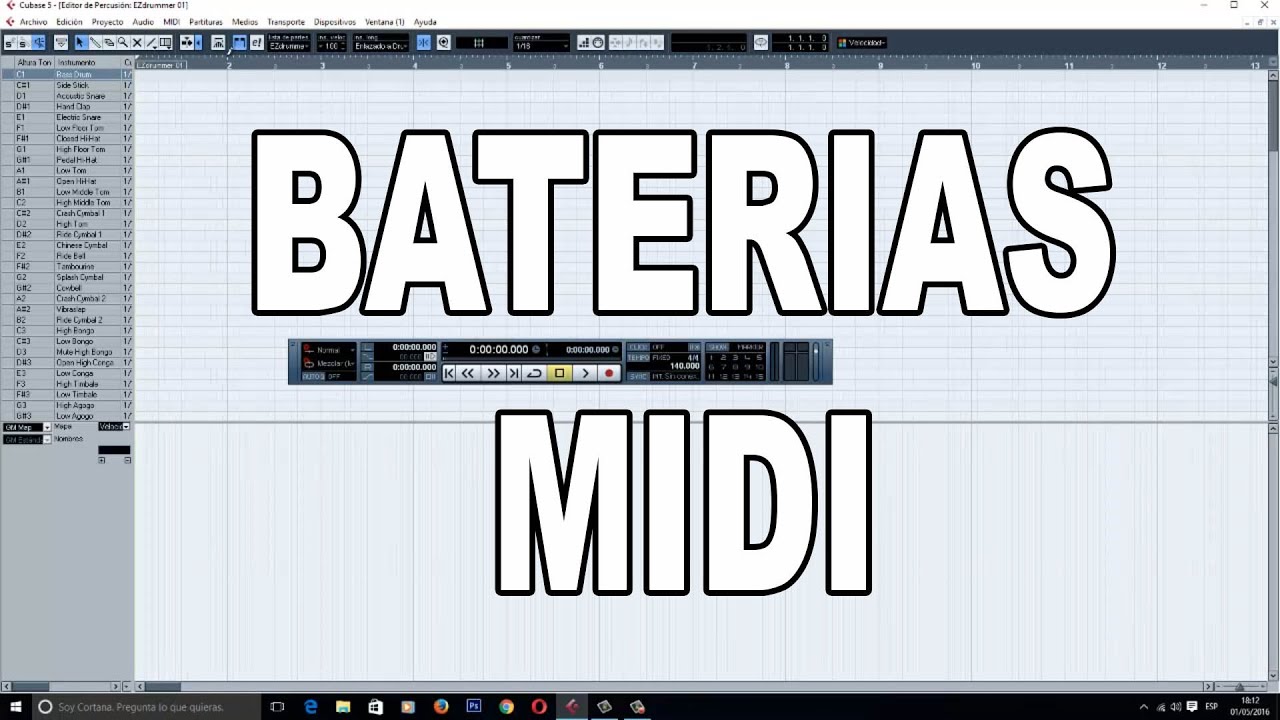 BATERIAS MIDI -COMO COMPONER UNA PARTITURA DE BATERIA EN CUBASE-