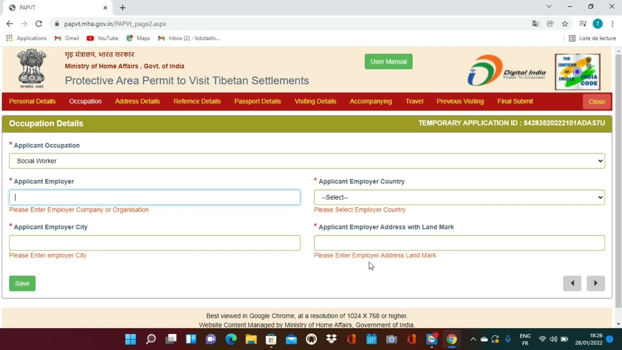 How to apply online protected Area Permit (PAP) for Visiting the Tibetan Settlements in India.