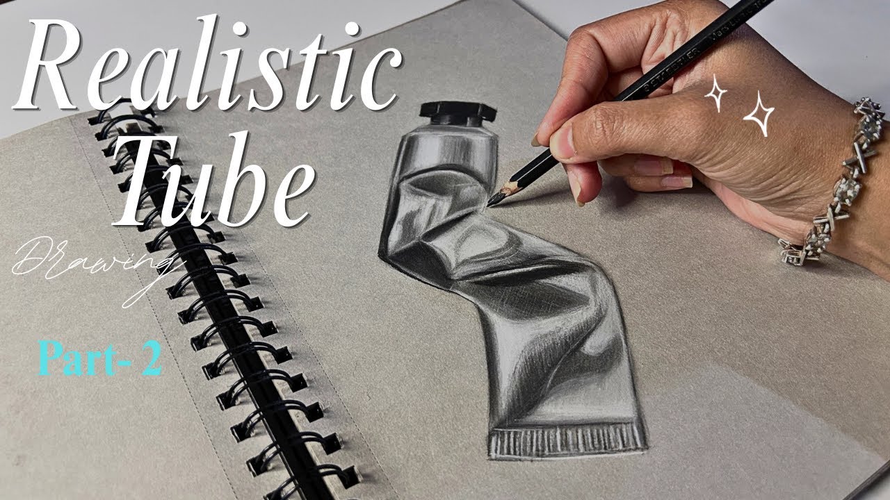 From Blank Grey Sheet to Realistic Tube | Charcoal Art |#livestream #artlive #charcoaldrawing Day-2