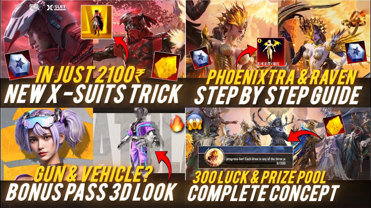 🔴4.3 NEW X-SUITS TRICK IN JUST 2100₹🔥😱PHOENIXTRA & BLOOD RAVEN DETAIL INFO✅ NEXT BONUS PASS 3D LOOK🔥