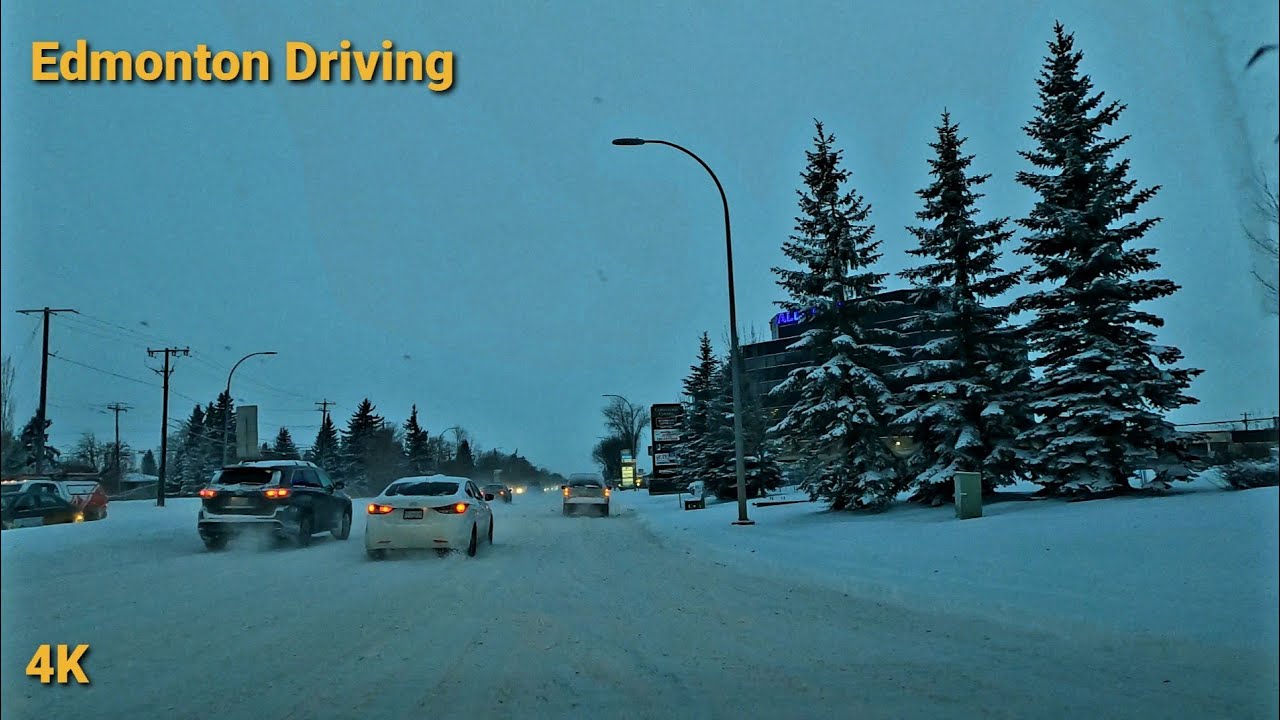 Driving - Edmonton Snow Fall, Temperature -17°c (feels like -27°c), AB, 🇨🇦