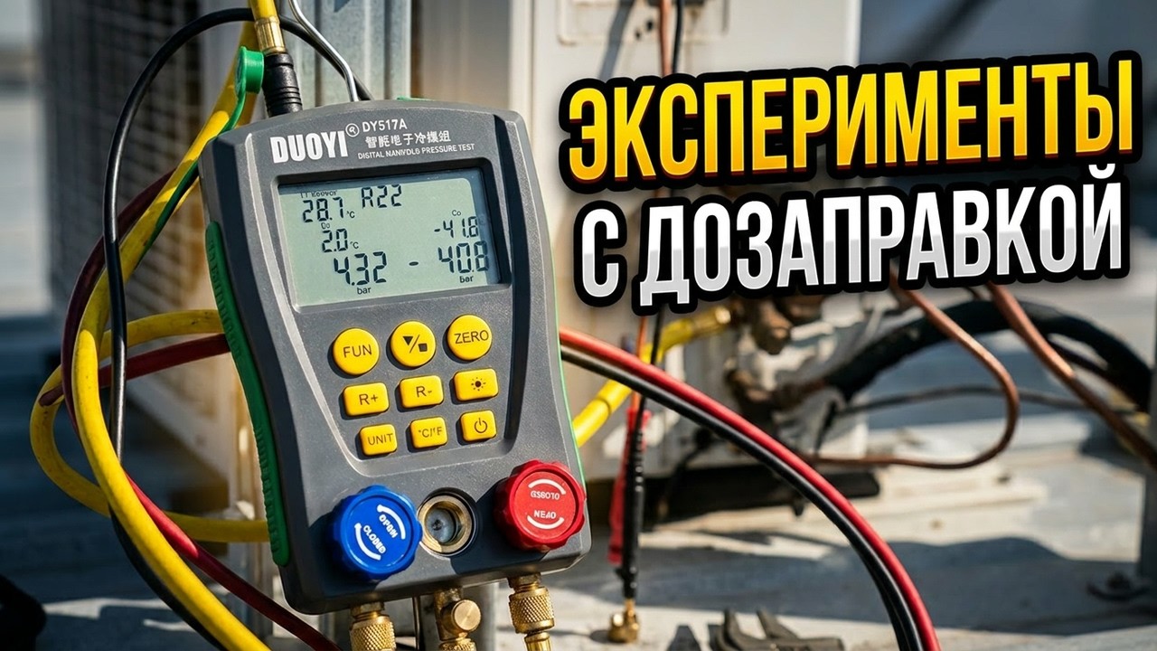 Ремонт кондиционера, дозаправка фреона по току.