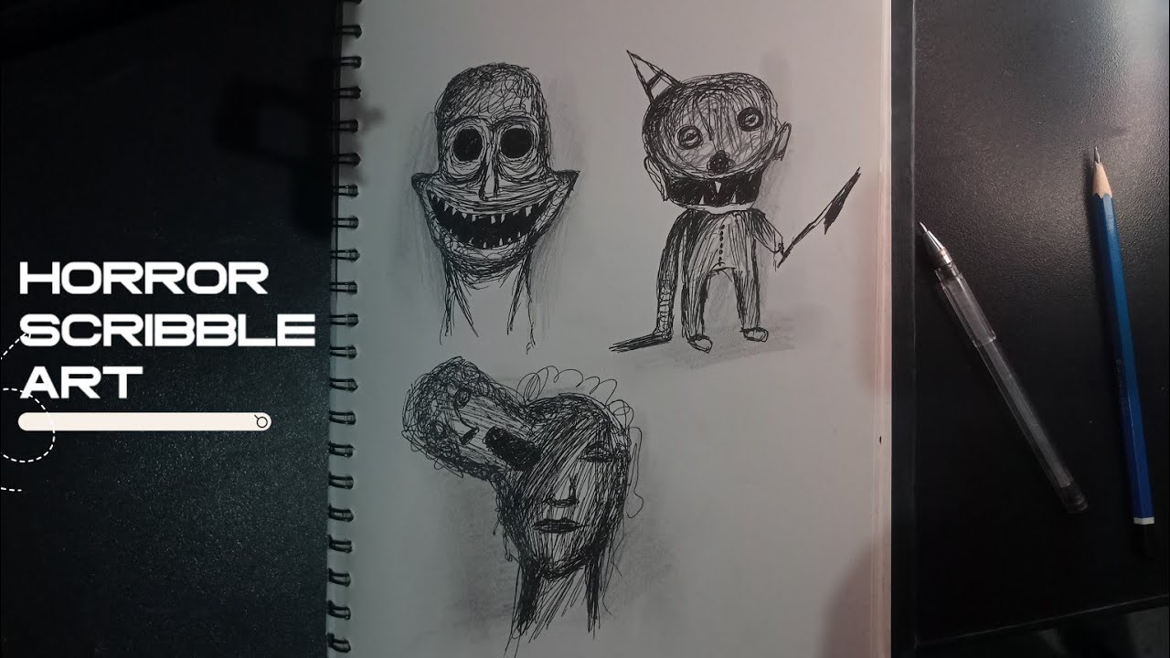How To Draw Horror Scribble Art || Fun World Of Horror @the-artistic-edge56