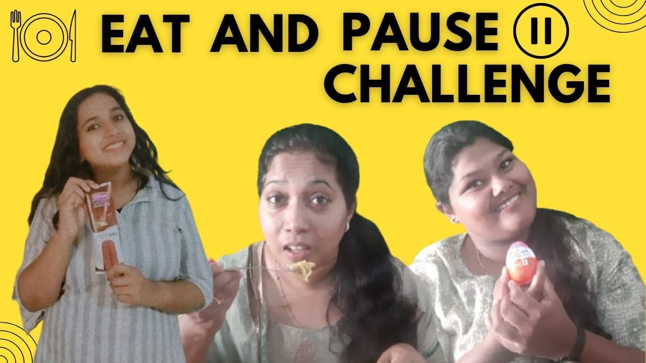 EAT AND PAUSE CHALLENGE ⏸️⏯️#youtube #challenge #eatandpausechallenge #funfamilythreedos #funny 