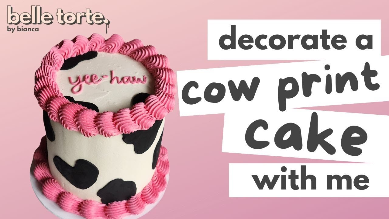 Decorate a PINK COW PRINT cake with me