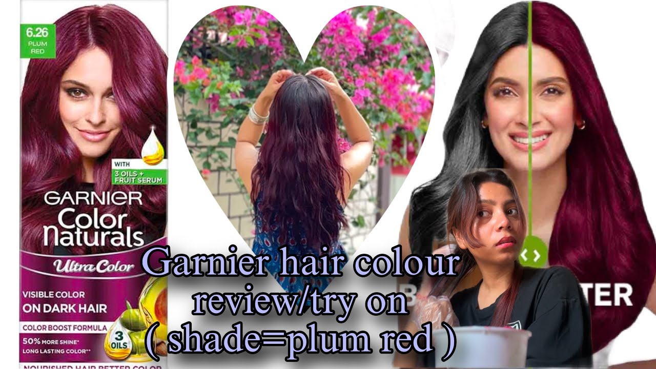 GARNIER HAIR COLOUR in the shade PLUM RED REVIEW / TRY ON ❣️🌸
