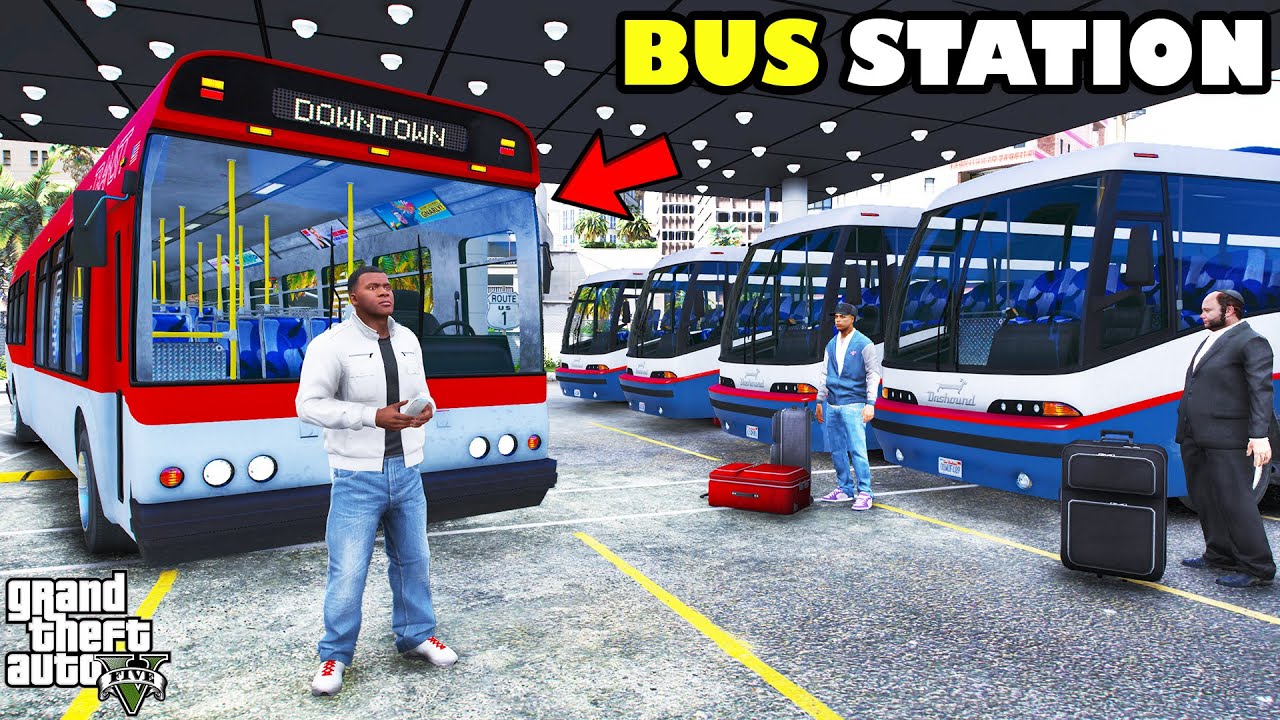 Franklin Opened His New BUS STATION In GTA 5 | SHINCHAN and CHOP