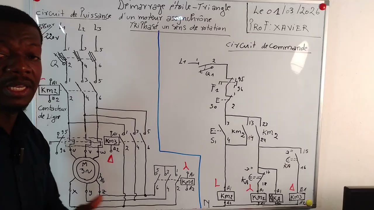 Commande industriel: Démarrage étoile-triangle d'un moteur assynchrône triphasé un sens de rotation.