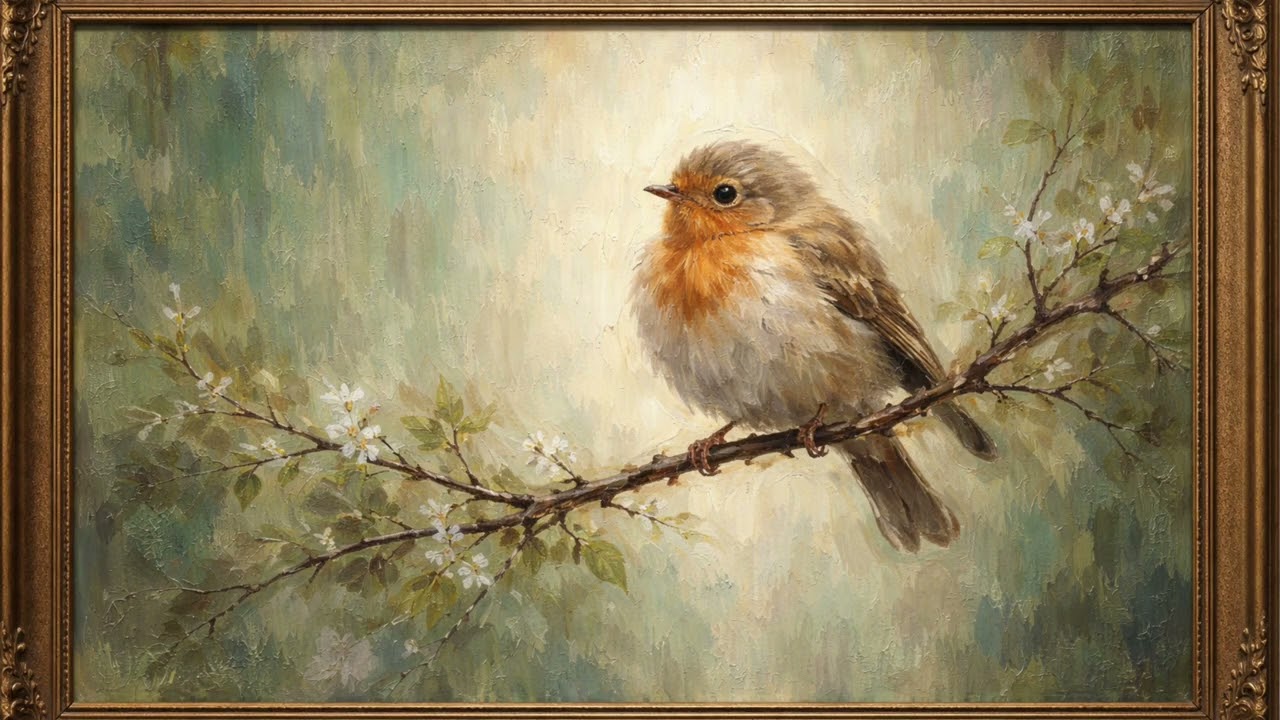 ROBIN BIRD- RELAX - CALM NATURE AMBIENT VISUAL | No Music - Background for TV