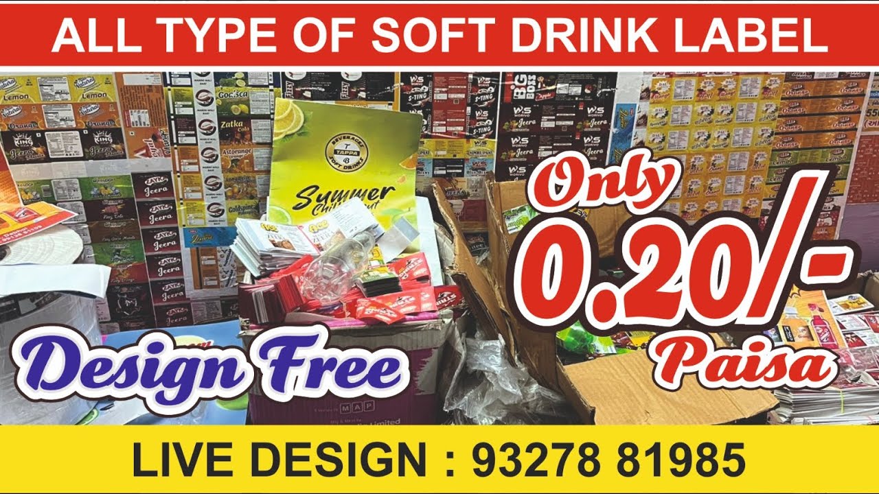 Soft Drink Label Water Bottle stickers pvc STICKERS FULL GUMMING STICKERS AVAILABLE