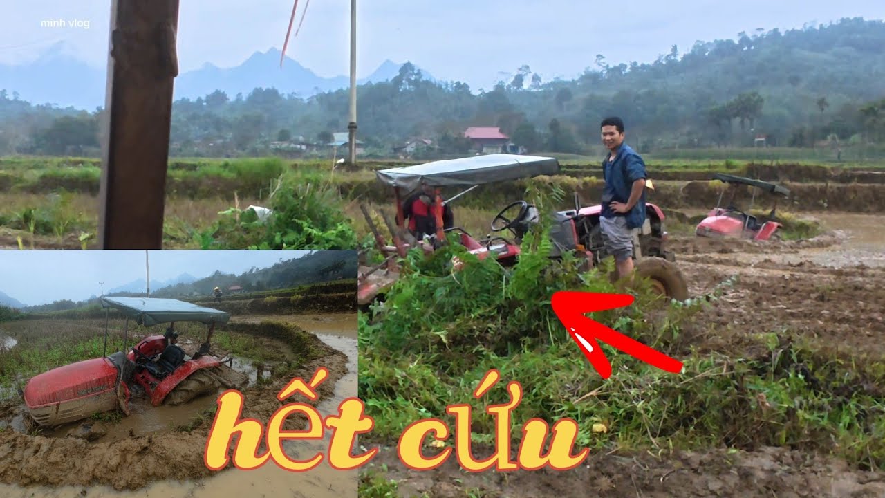 Máy cày mắc lầy con đi giải cứu cũng mắc luôn...