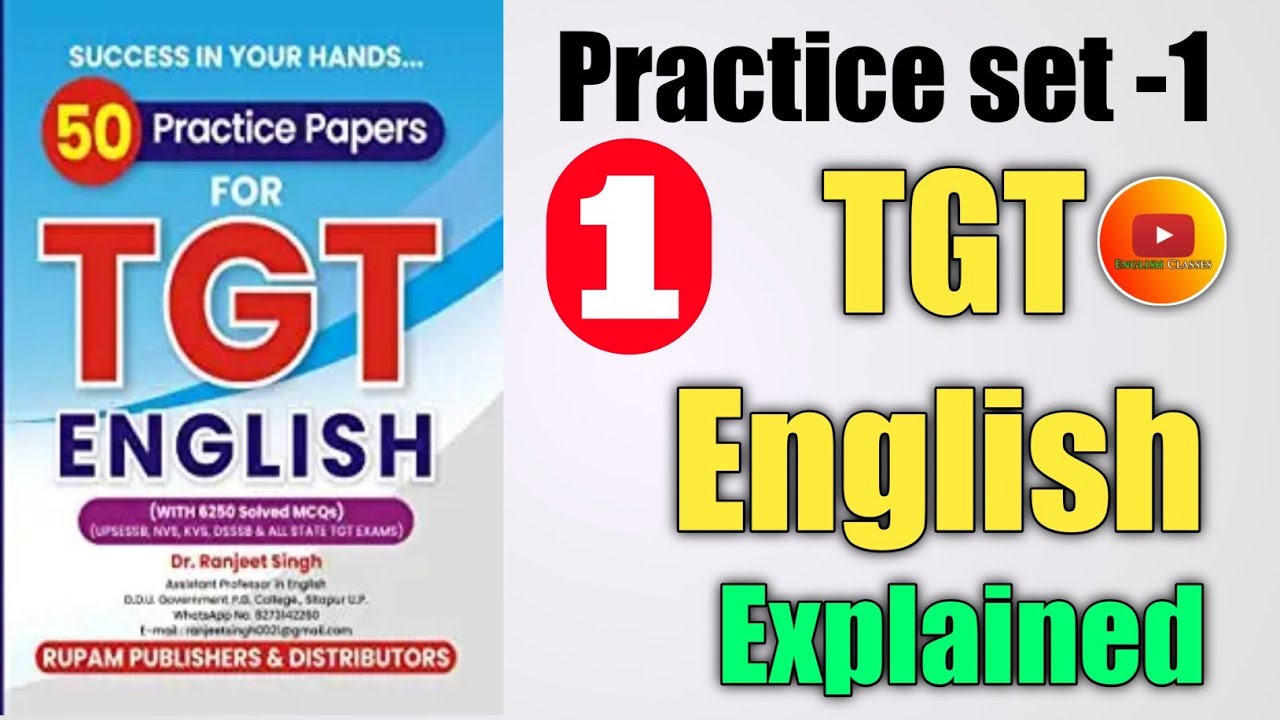 TGT English Practice set-1 | Dr. Ranjit Singh | TGT English Model Paper Exam में आने वाले प्रश्न