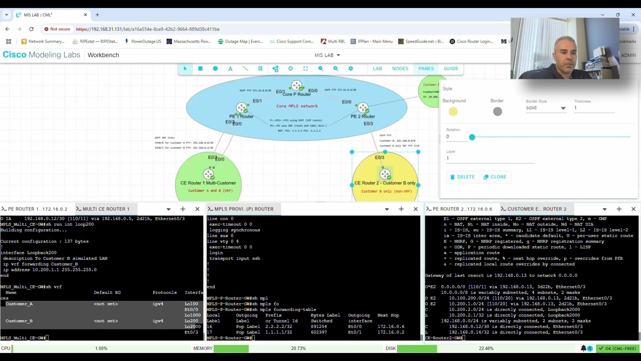 Лабораторная работа по концепции MPLS и MP BGP с использованием Cisco CML, часть 2.