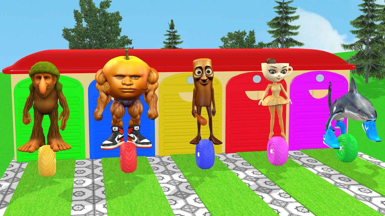 Long Slide Game With Cow Elephant Gorilla Hippopotamus Tiger 3d Animal Game Funny 3d AnimalsVideo