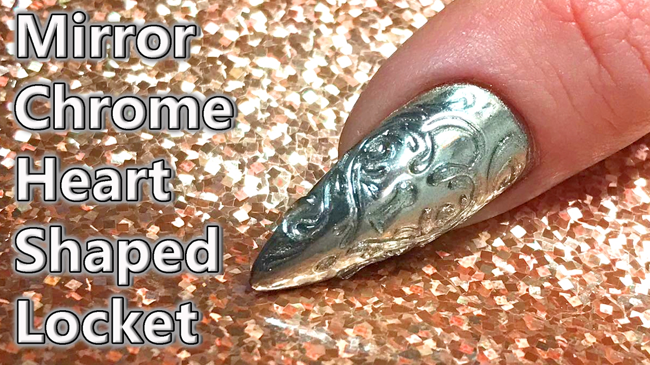 Heart Shaped Locket in Gel with Mirror Chrome - Nail Tutorial