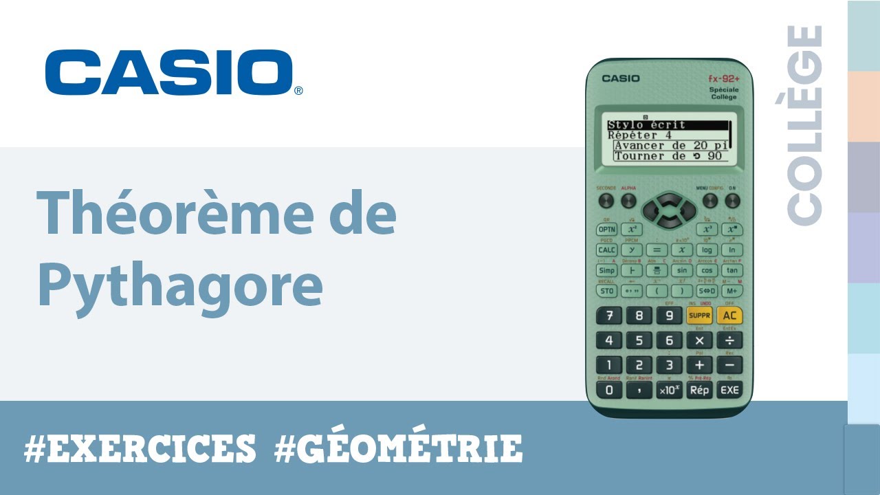 PYTHAGORE : Calculer la longueur d'un coté avec la calculatrice CASIO fx-92+ SC - Exercice