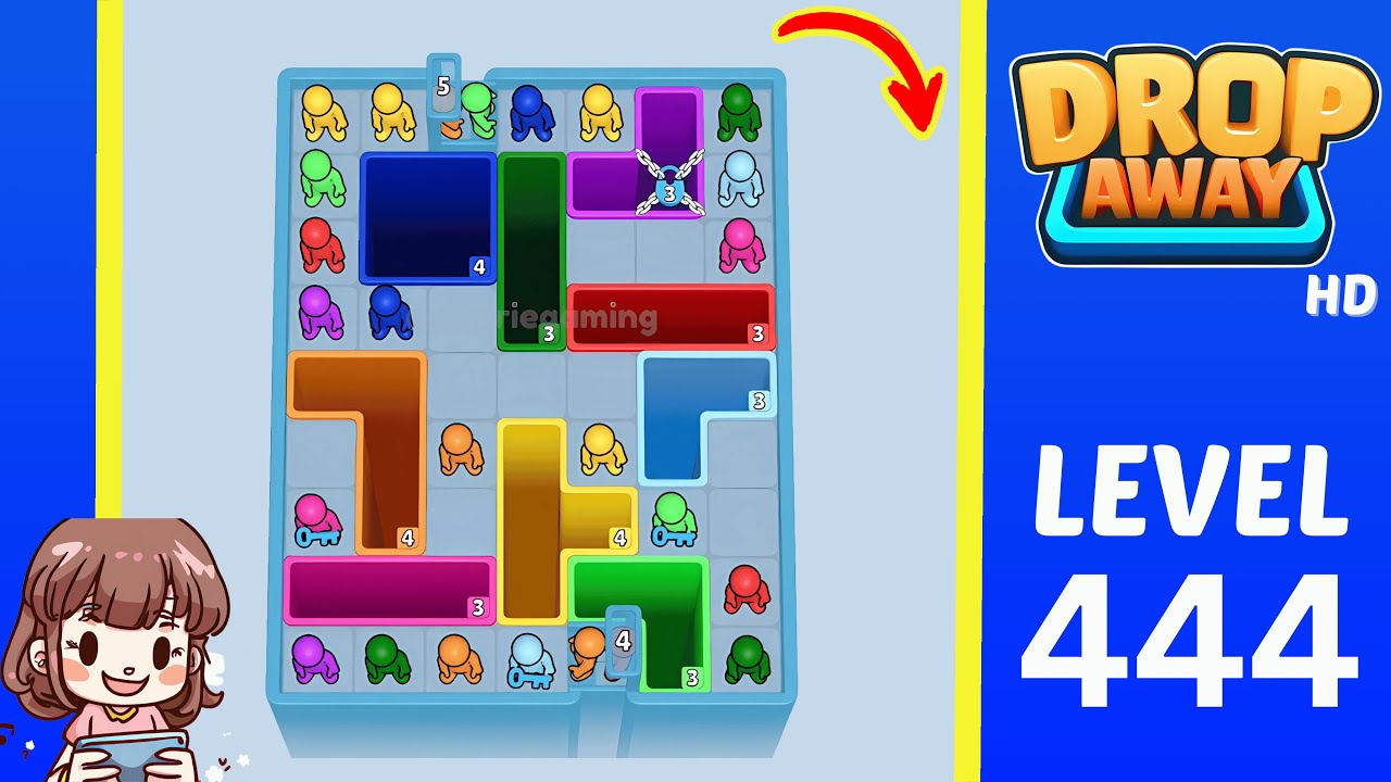 Drop Away Level 444 Solution Walkthrough