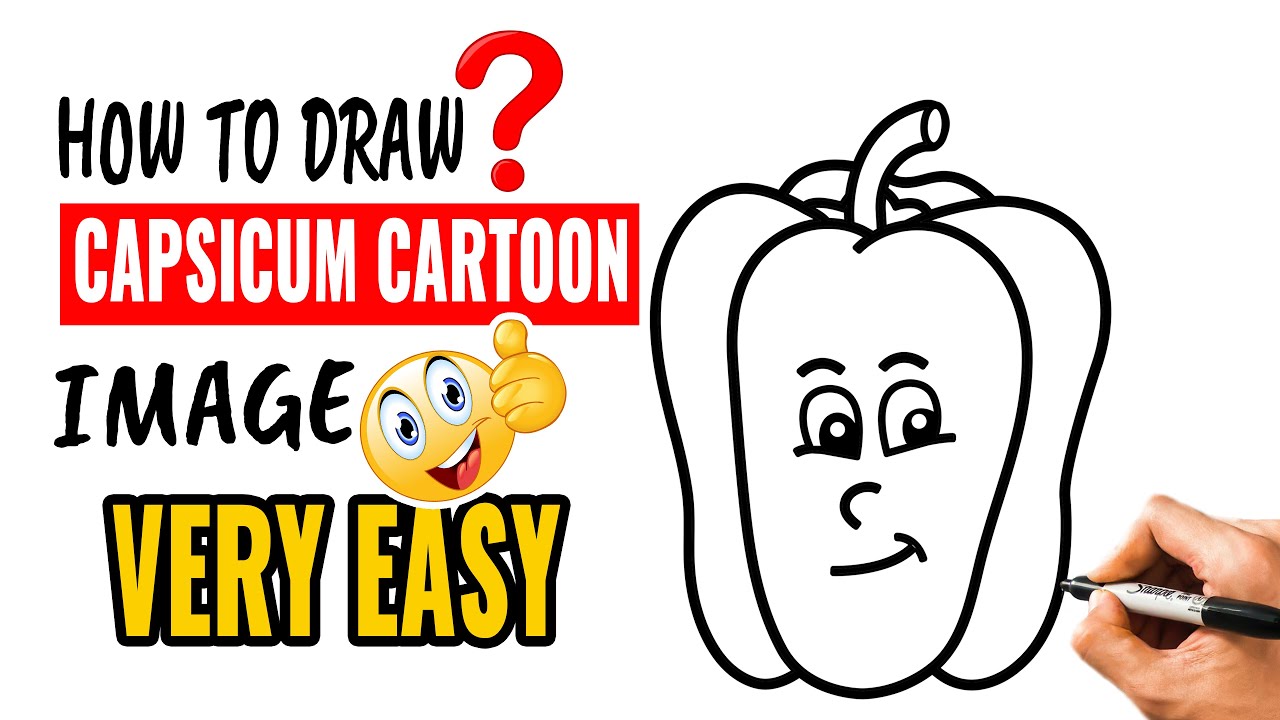 How to draw cartoon capsicum easy and step by step with draw easy
