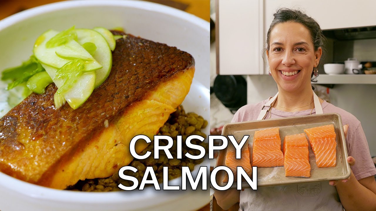 Crispy Salmon, Crunchy Salad, Tender Lentil Situation