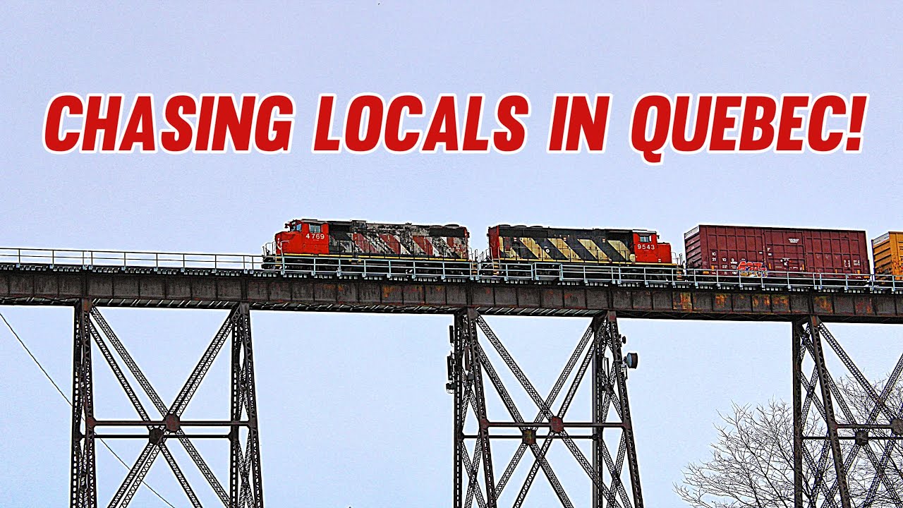 Chasing Canadian National to a HUGE Bridge in Quebec City! Quebec Rail Action Galore!