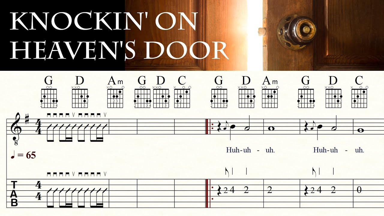 KNOCKIN' ON HEAVEN'S DOOR | BOB DYLAN | Complete | Acoustic Guitar Lesson | Sheet Music & TAB