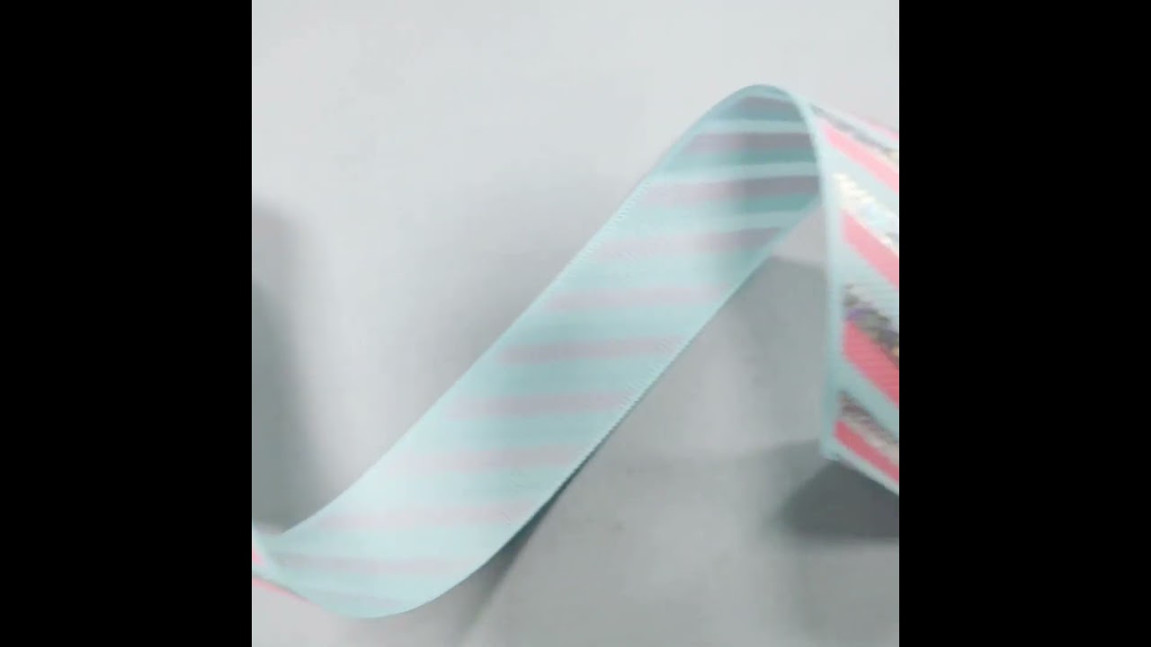 Laser Silver Foil Diagonal Stripe Grosgrain Ribbon