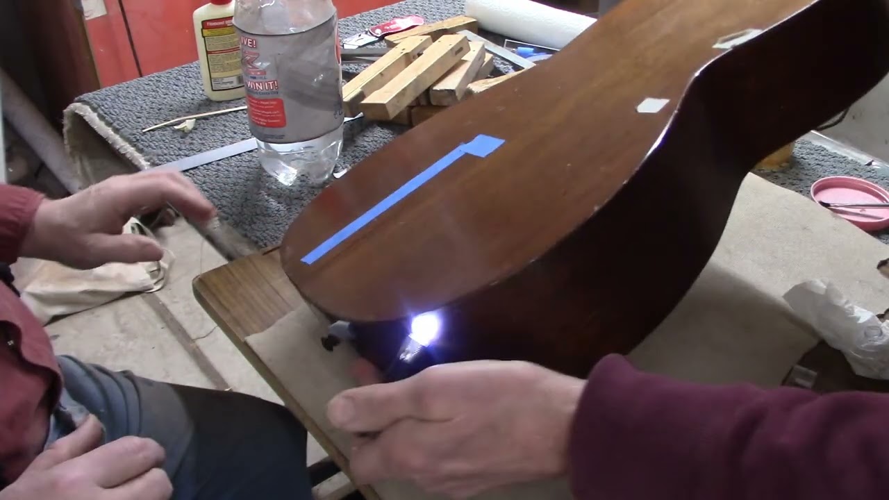 1927 Martin Guitar Restoration, part 4: Repairing Some Challenging Back Cracks