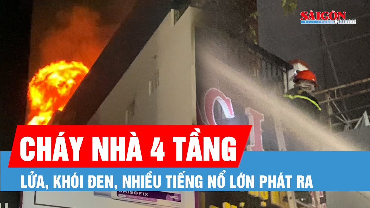 Lửa cháy ngùn ngụt tại căn nhà 4 tầng ở vòng xoay Mả Vòng, Khánh Hòa