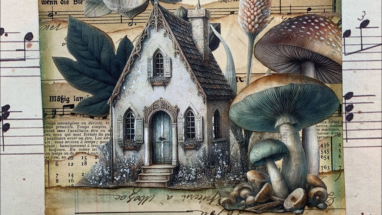 Page with flowers and houses from Maremismallart collage books