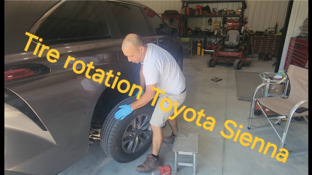 Toyota Sienna tire rotation .. jacking removal installation ...