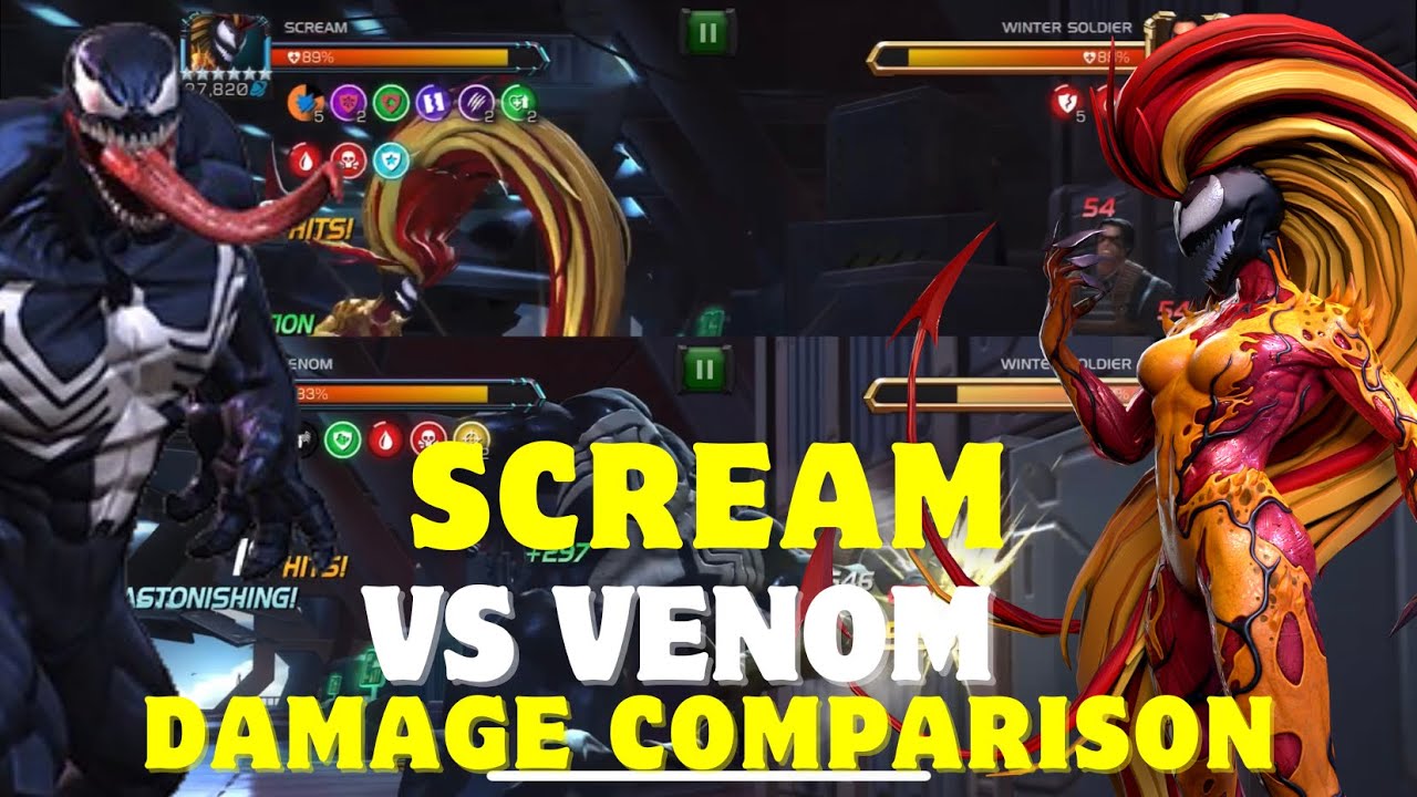 Scream Vs Venom Damage Comparison | First Impressions | Marvel Contest Of Champions