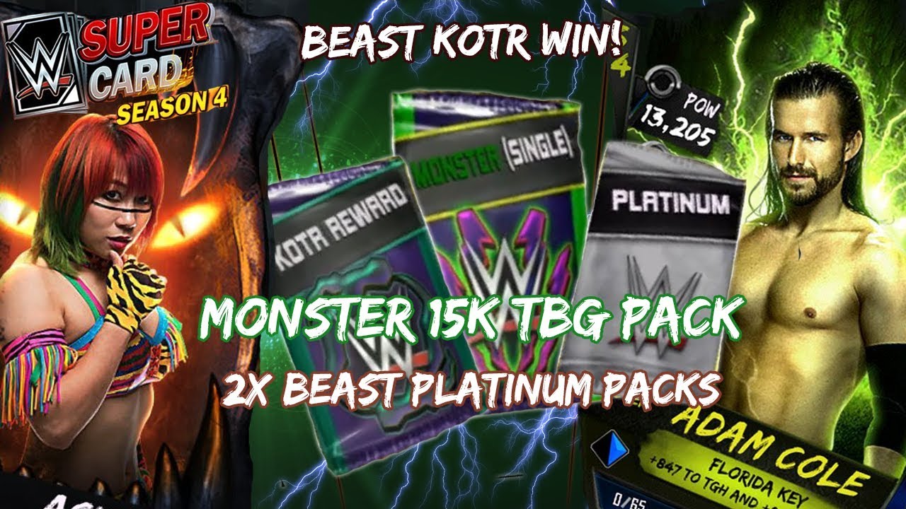 TBG 15K MONSTER PACK! 2X PLATINUM PACKS & FIRST BEAST KOTR WIN REWARDS!? | WWE SuperCard