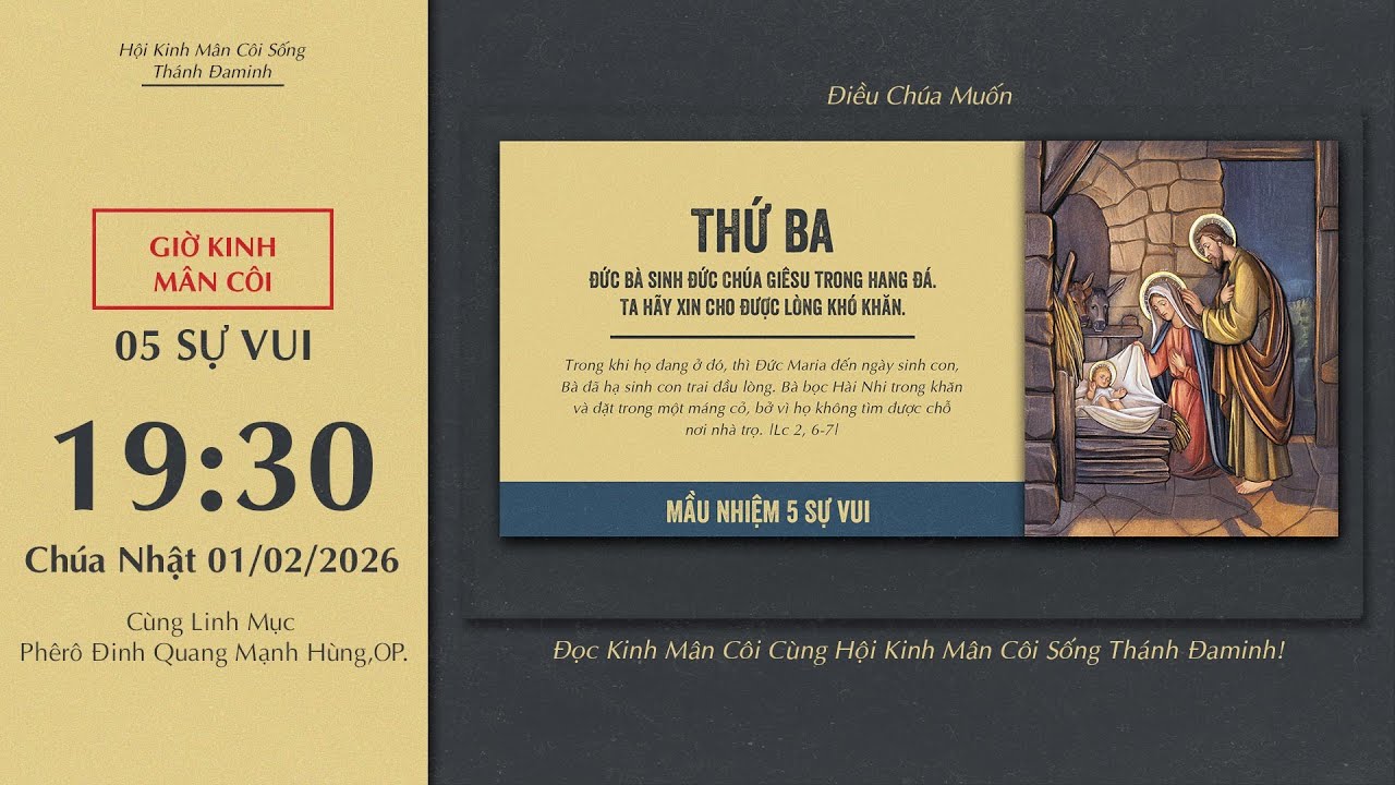🔴Kinh Mân Côi | 01/02/2026 | 5 Sự Vui - Tối Chúa Nhật IV Mùa Thường Niên