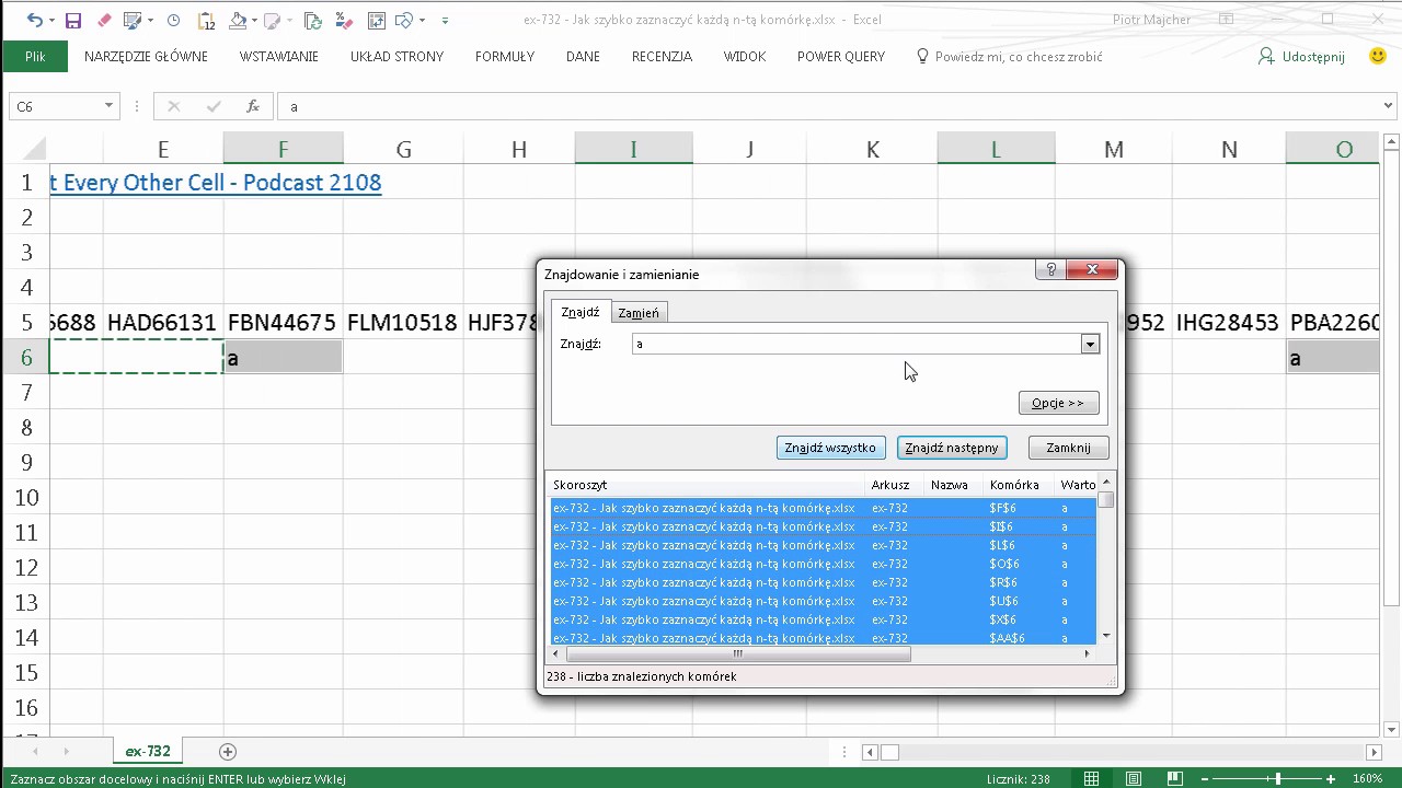 excel-732 - Jak szybko zaznaczyć każdą n-tą komórkę