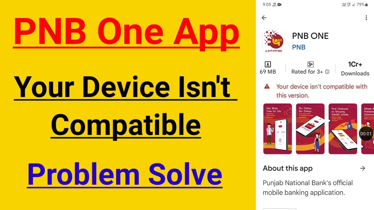 PNB One Your Device Isn't Compatible With This Version Problem Solve