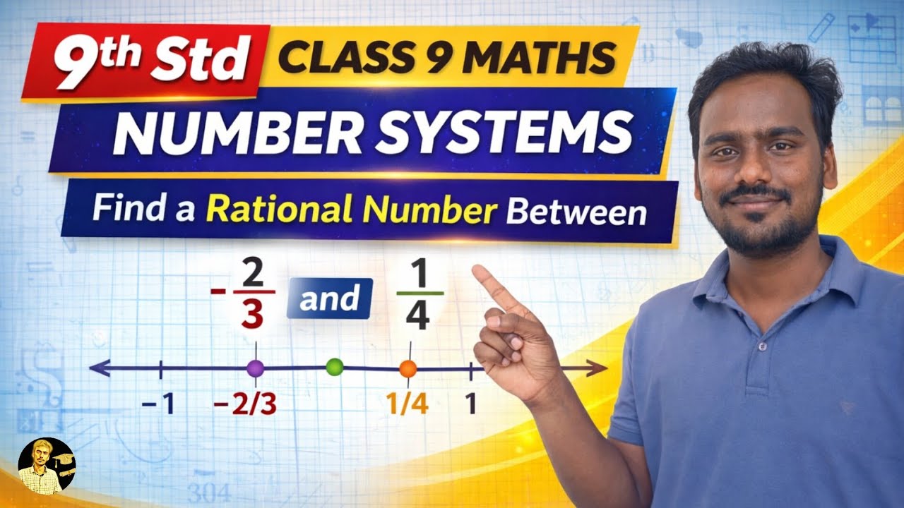 📌 Find a Rational Number Between -2/3 and 1/4 | Class 9 Maths | Number Systems