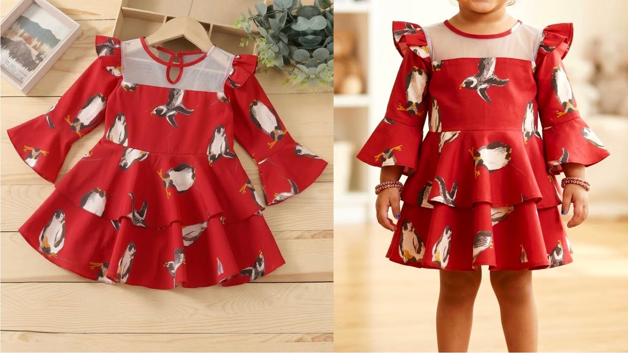 Umbrella Cut Full Circle Long Sleeve Layer Baby Frock Cutting and Stitching/Baby Frock