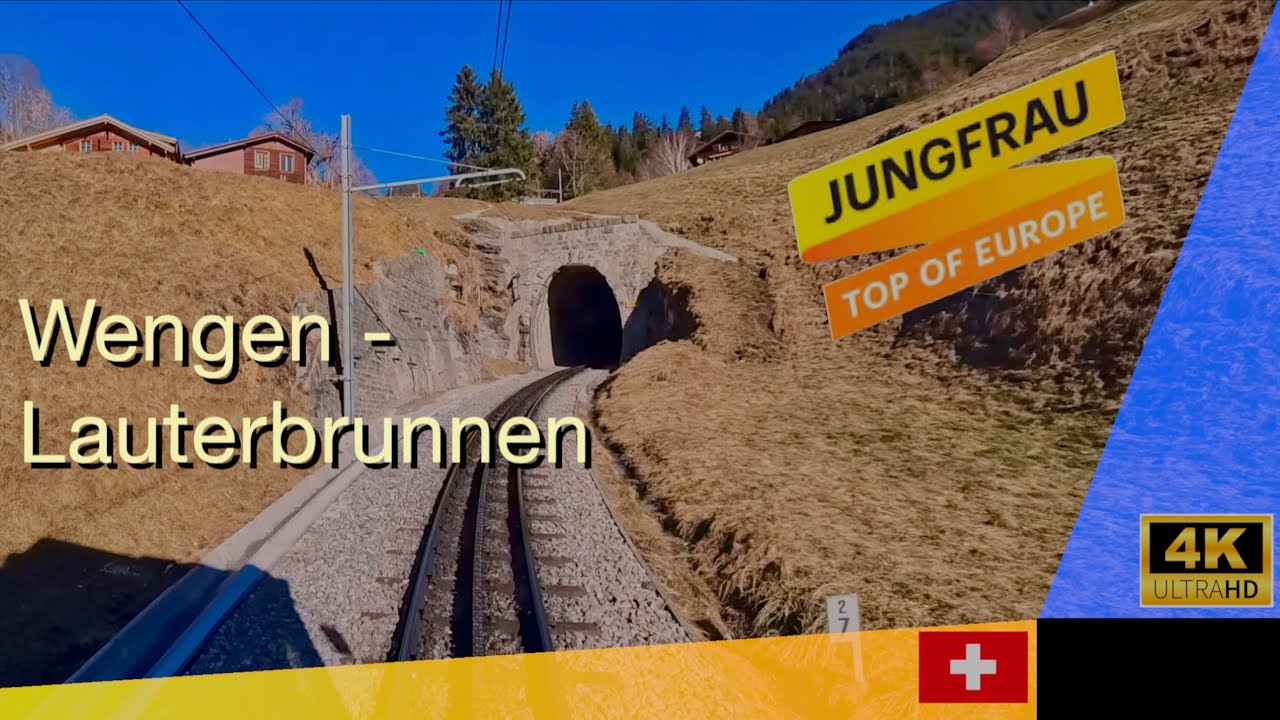 Wengen - Lauterbrunnen cab ride/Driver's view. Stunning 4KHD scenery Switzerland 🇨🇭 