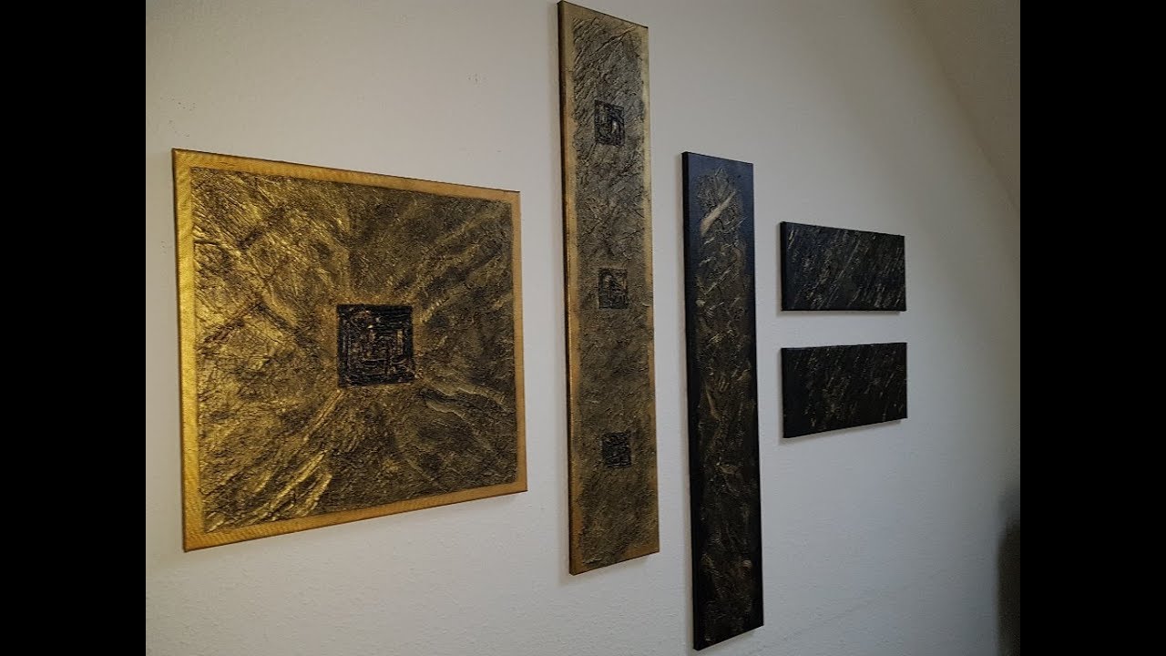 Wow!  Gold Black Abstract painting with texture Demo/MariArtHome