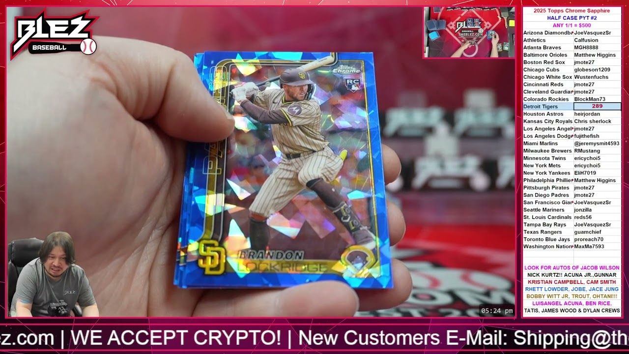 2025 Topps Chrome Sapphire MLB 5 Box Break #2 Pick Your Team