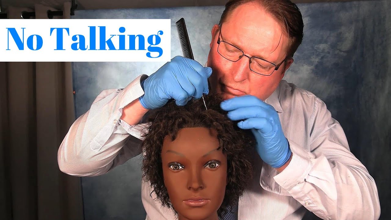 ASMR Scalp Check with Gloves (NO TALKING) (Afro/Kinky Hair, Scalp Massage) Medical Roleplay