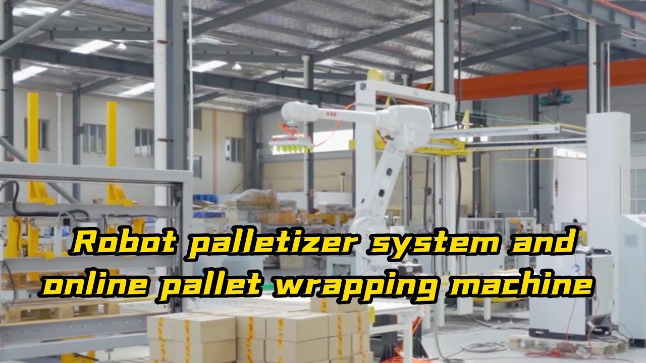 ABB Robotics&nbsp;palletizer&nbsp;system+online&nbsp;pallet&nbsp;wrapping&nbsp;machine&nbsp;with&nbsp;top&nbsp;sheet&nbsp;dispenser