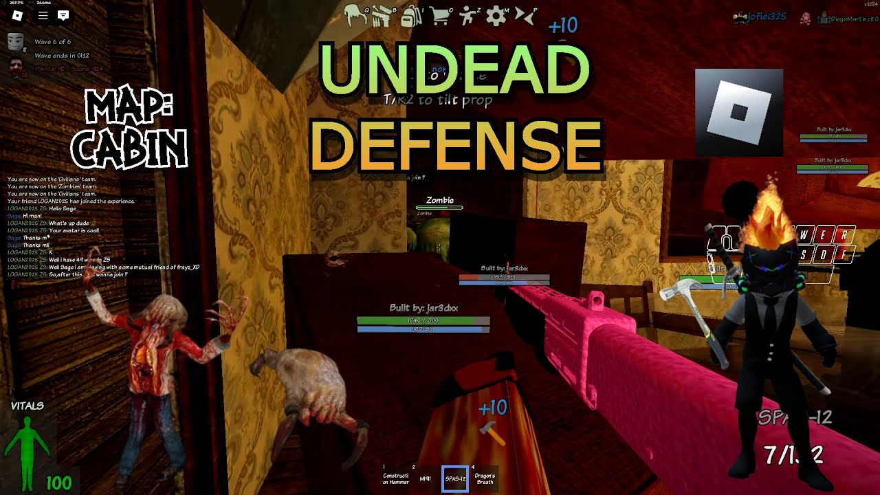 ZOMBIE SURVIVAL WIN as HUMAN - CABIN MAP | Undead Defense on @Roblox