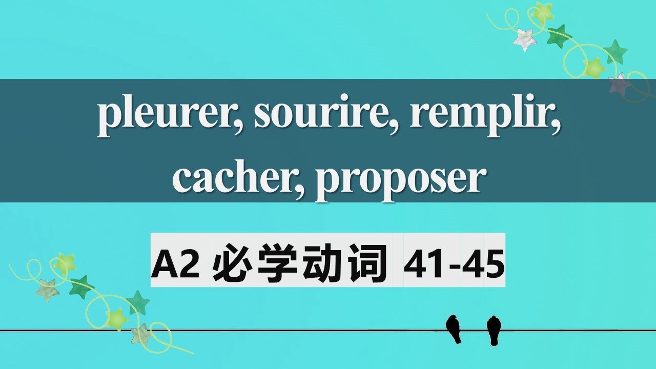A2法语必学动词 常见用法及动词变位9  pleurer sourire remplir cacher proposer 41 45