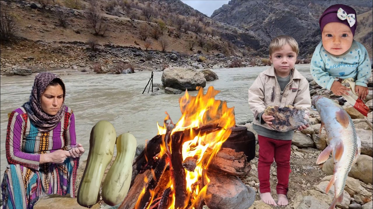 Hard Life of a Nomadic Mother and Her Two Children by a Mountain River | Survival Documentary